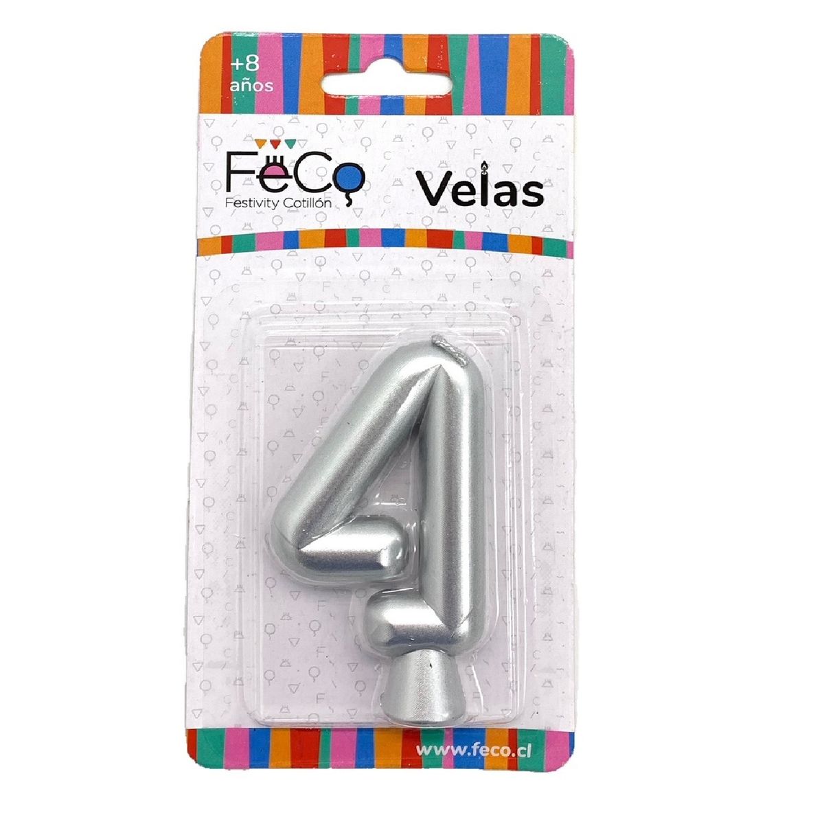 GENERICO - VELA NUMERAL PLATEADO 4 X1 UNI