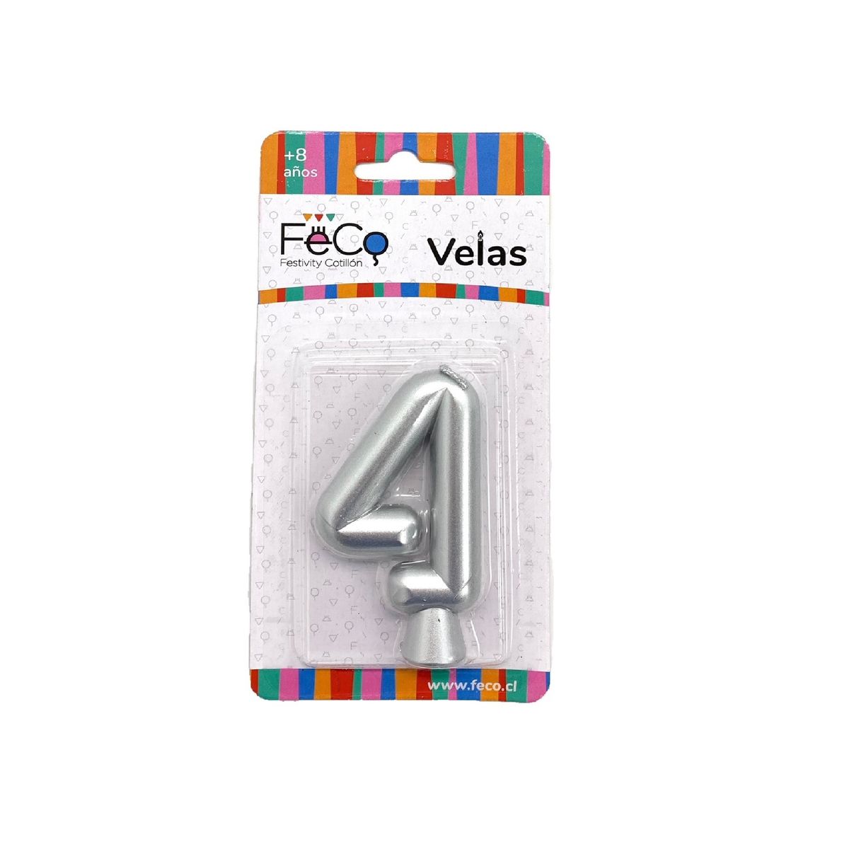 GENERICO - VELA NUMERAL PLATEADO 4 X1 UNI