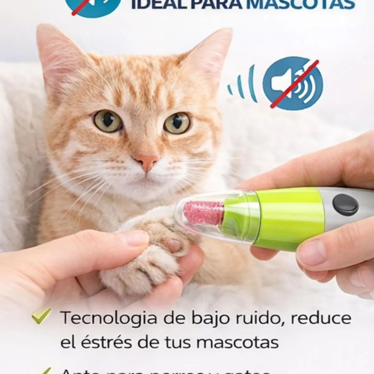 GENERICO - Limador de Uñas Mascotas Eléctrico Bajo Ruido Portátil