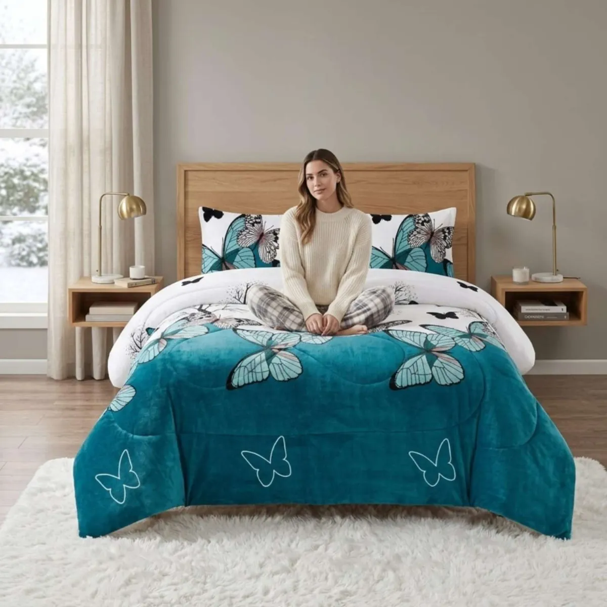 GENERICO - Cubrecama Plush 2 Plazas con Chiporro Térmico Extra Suave Invierno
