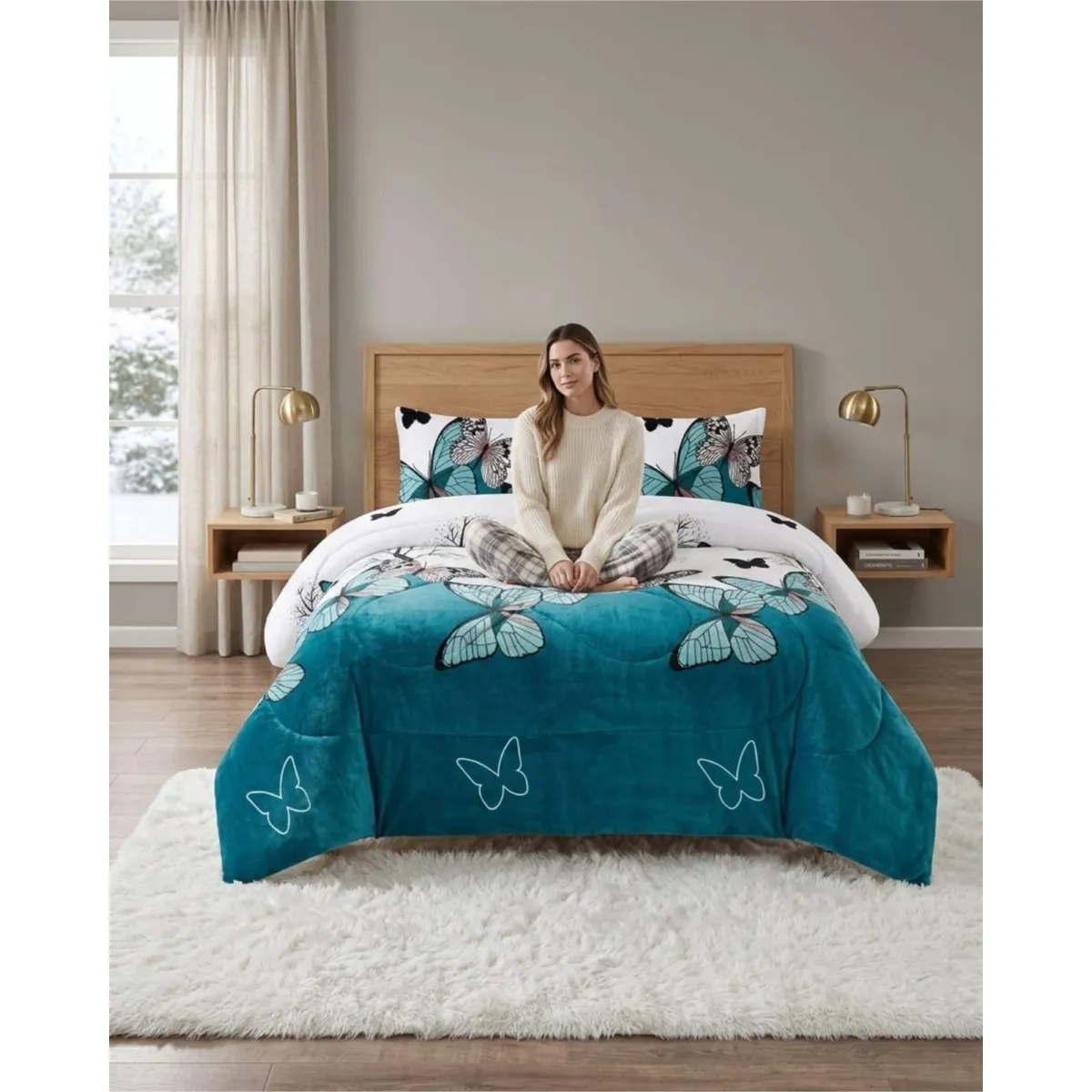 GENERICO - Cubrecama Plush 2 Plazas con Chiporro Térmico Extra Suave Invierno