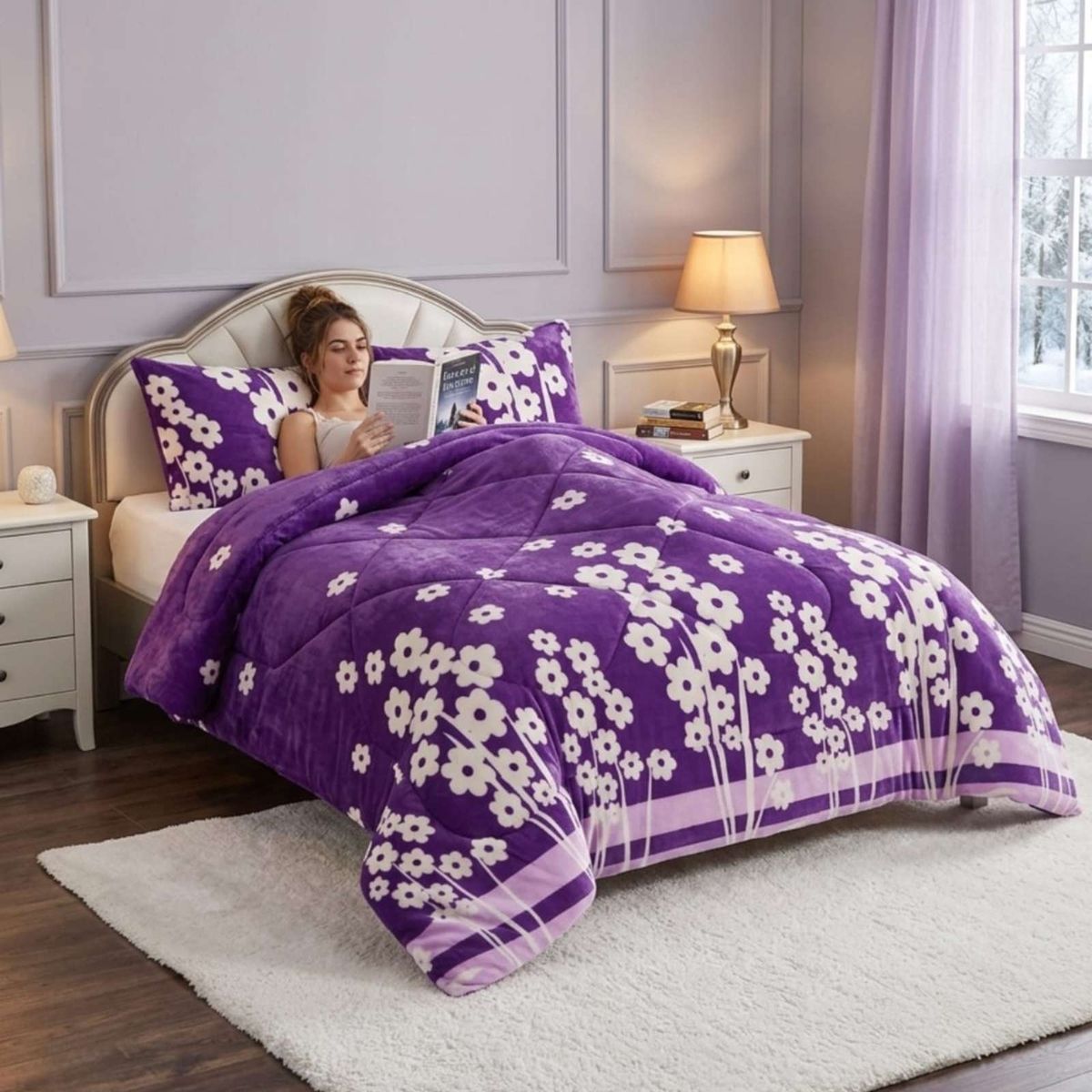 GENERICO - Cubrecama Plush 2 Plazas con Chiporro Térmico Extra Suave Invierno