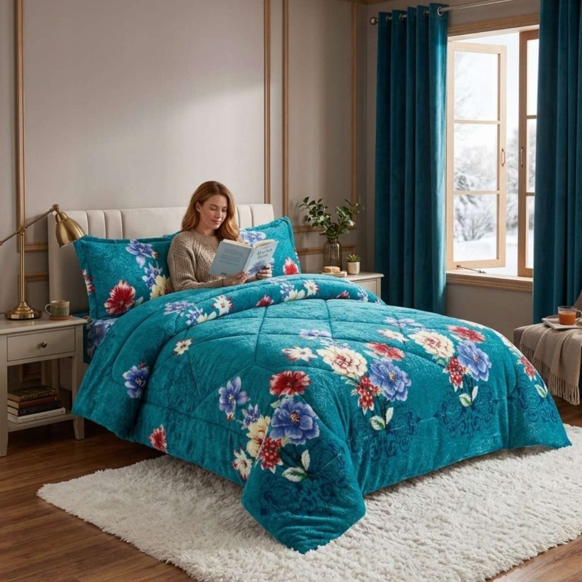 GENERICO - Cubrecama Plush 2 Plazas con Chiporro Térmico Extra Suave Invierno