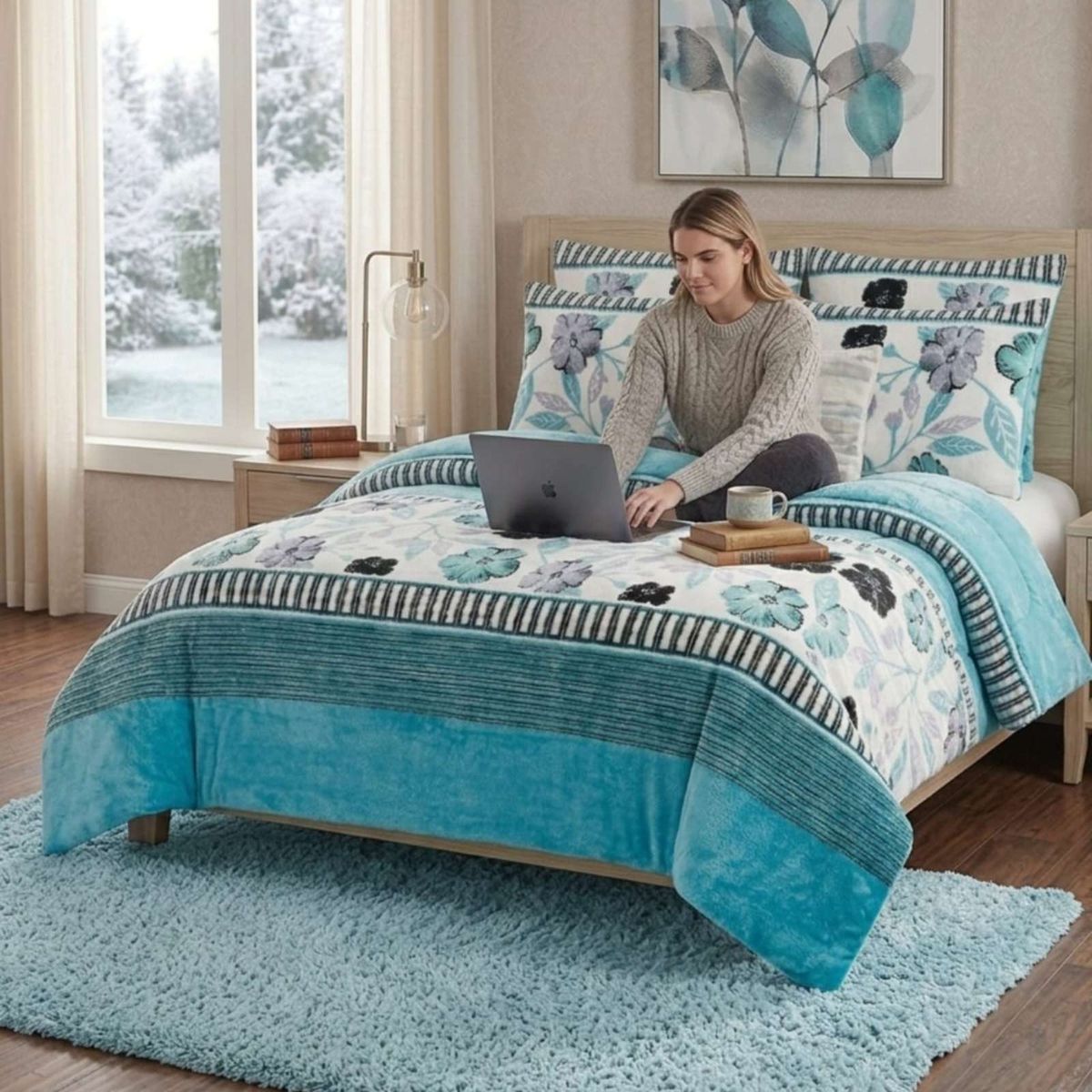 GENERICO - Cubrecama Plush 2 Plazas con Chiporro Térmico Extra Suave Invierno