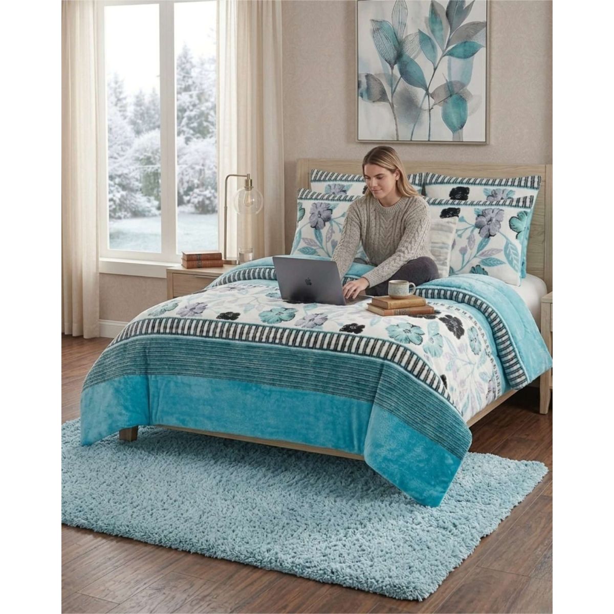 GENERICO - Cubrecama Plush 2 Plazas con Chiporro Térmico Extra Suave Invierno