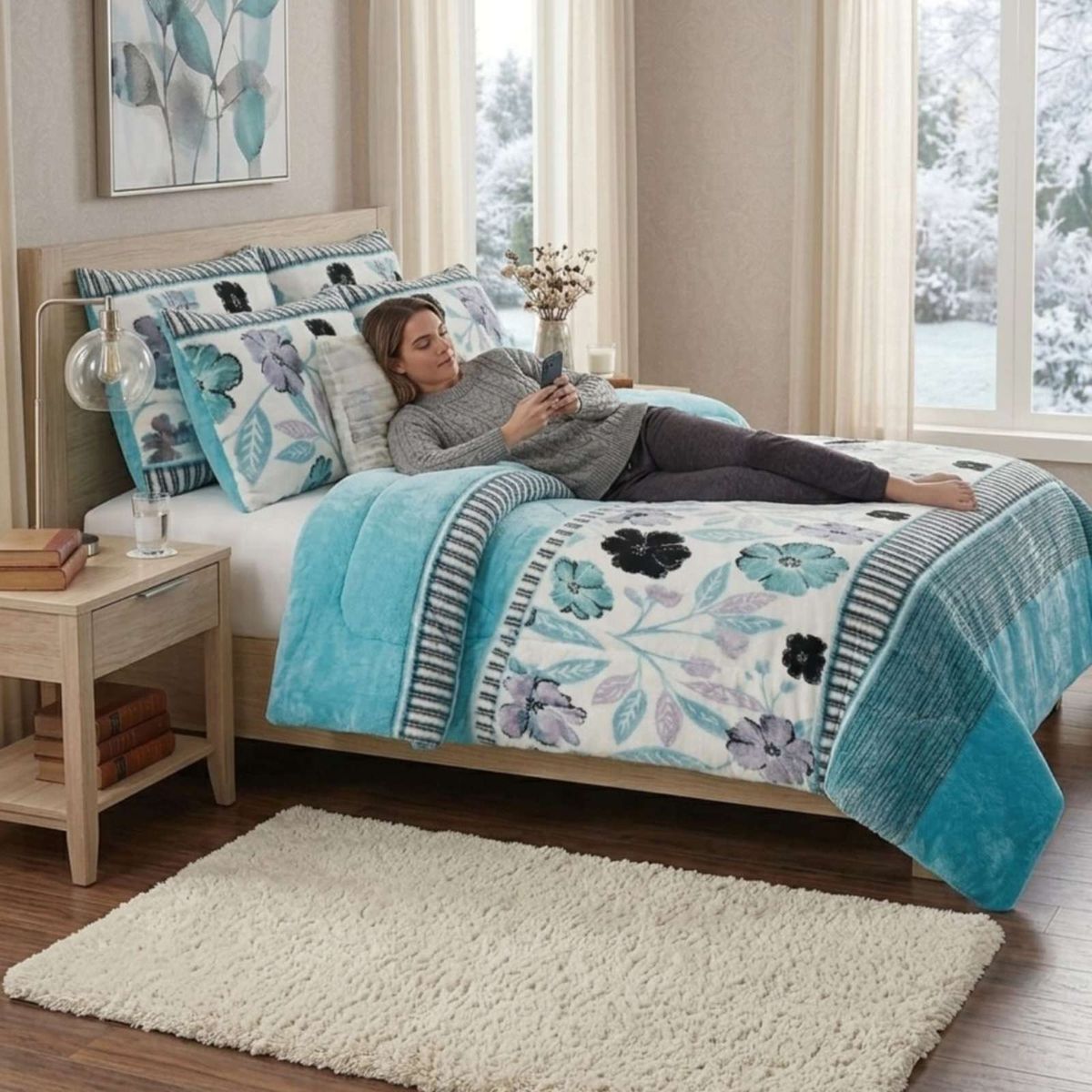 GENERICO - Cubrecama Plush 2 Plazas con Chiporro Térmico Extra Suave Invierno