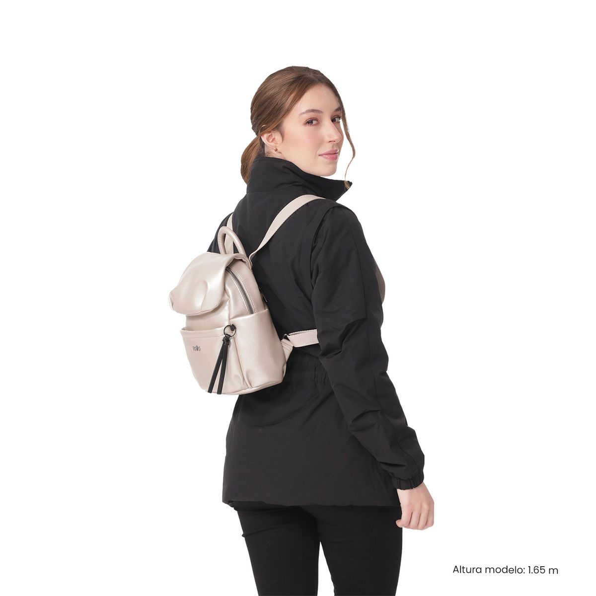 TOTTO - Bolso Pequeño para Mujer Soul tipo Mochila BeigeNegro