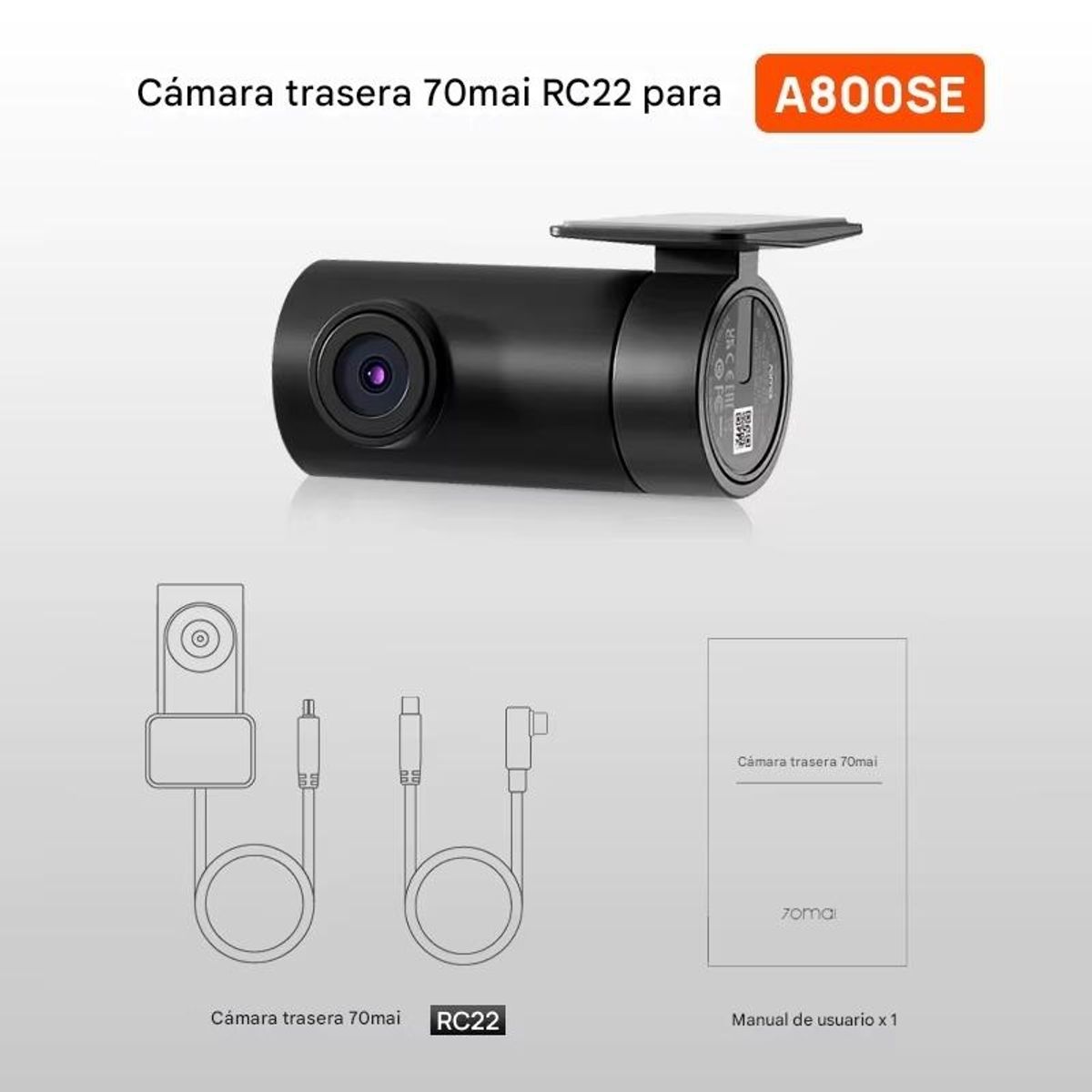 70MAI - Cámara Trasera Para Vehículos 1080p HDR, 130° Para A800SE 70mai RC22