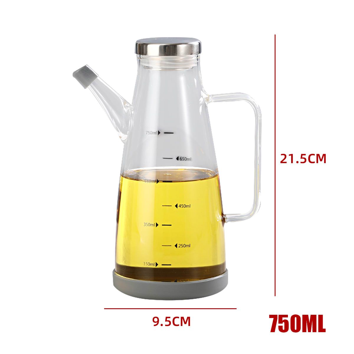 GENERICO - Jarra Metalica Con Medidas Y Tapa De Grado Basico De 750 Ml