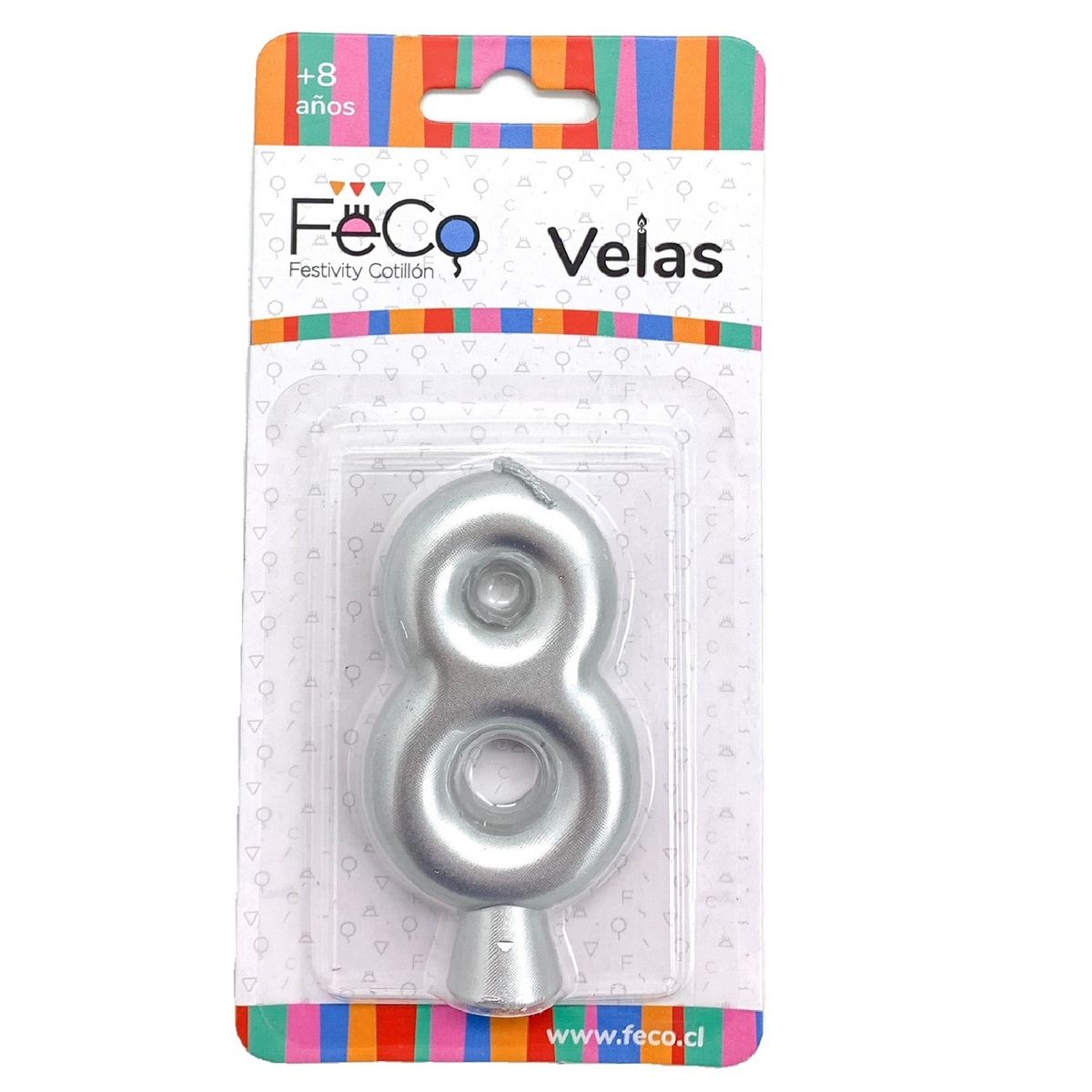 GENERICO - VELA NUMERAL PLATEADO 8 X1 UNI