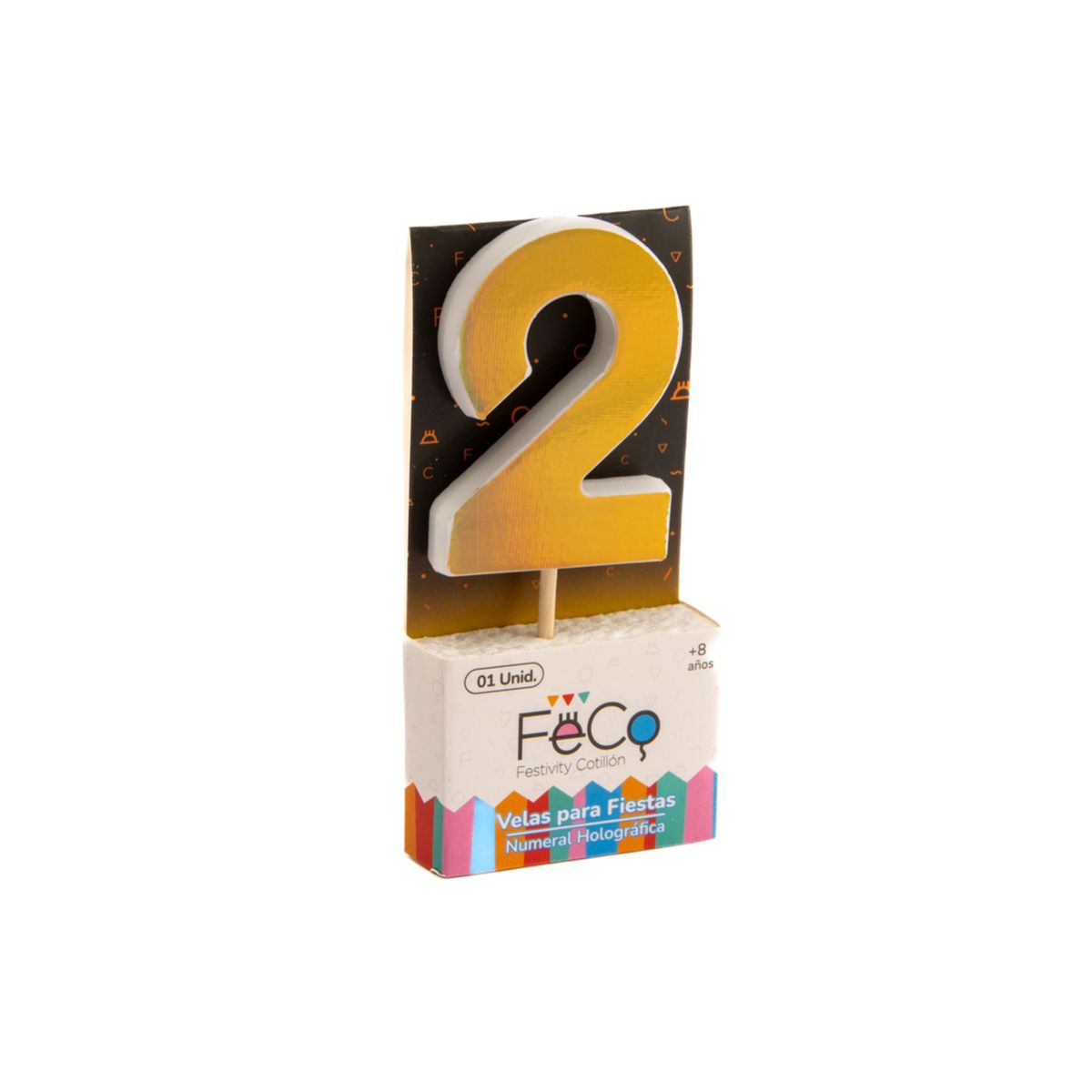 GENERICO - VELA NUMERAL HOLO GOLD 2