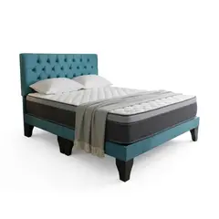 GENERICO - Cama Europea 2 Plazas Base Dividida + Respaldo Capitones