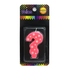 GENERICO - VELA NUMERAL ROSA POLKA N X1 UNI