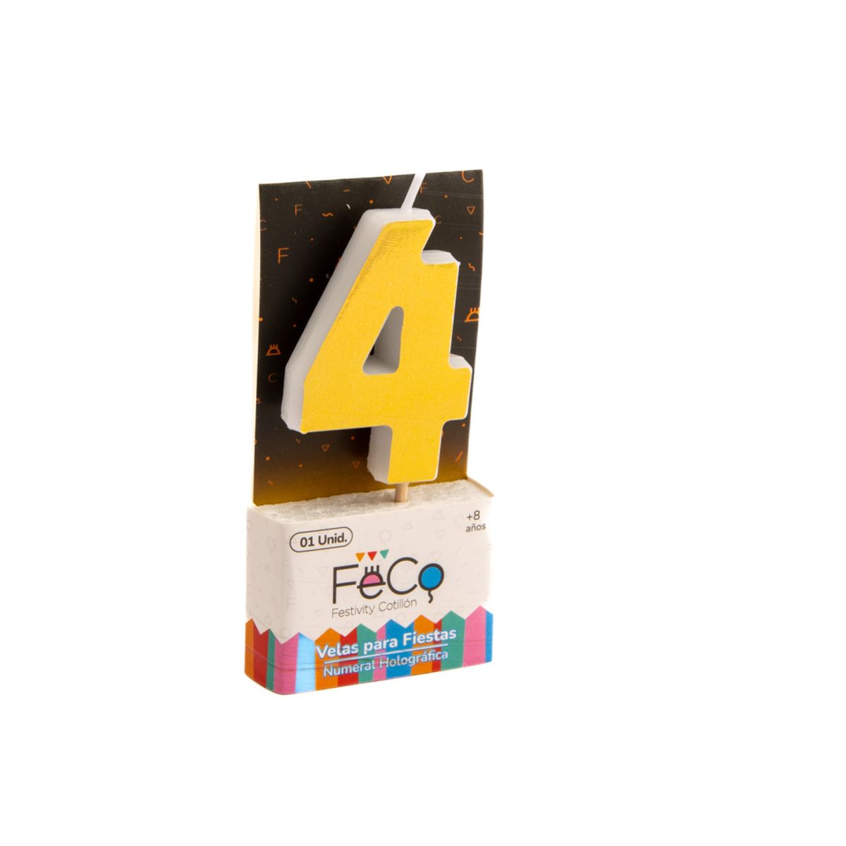 GENERICO - VELA NUMERAL HOLO GOLD 4