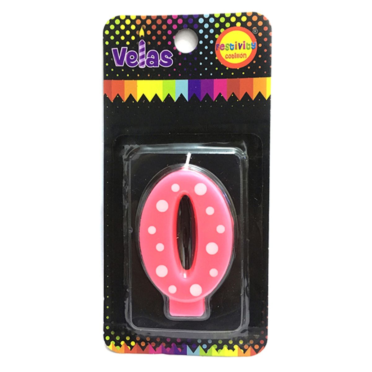 GENERICO - VELA NUMERAL ROSA POLKA N? 0 X1 UNI