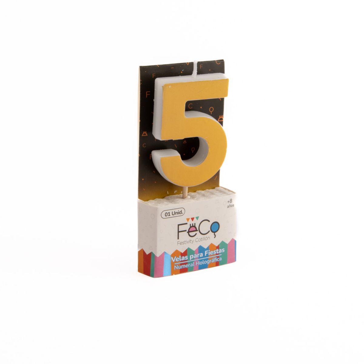 GENERICO - VELA NUMERAL HOLO GOLD 5