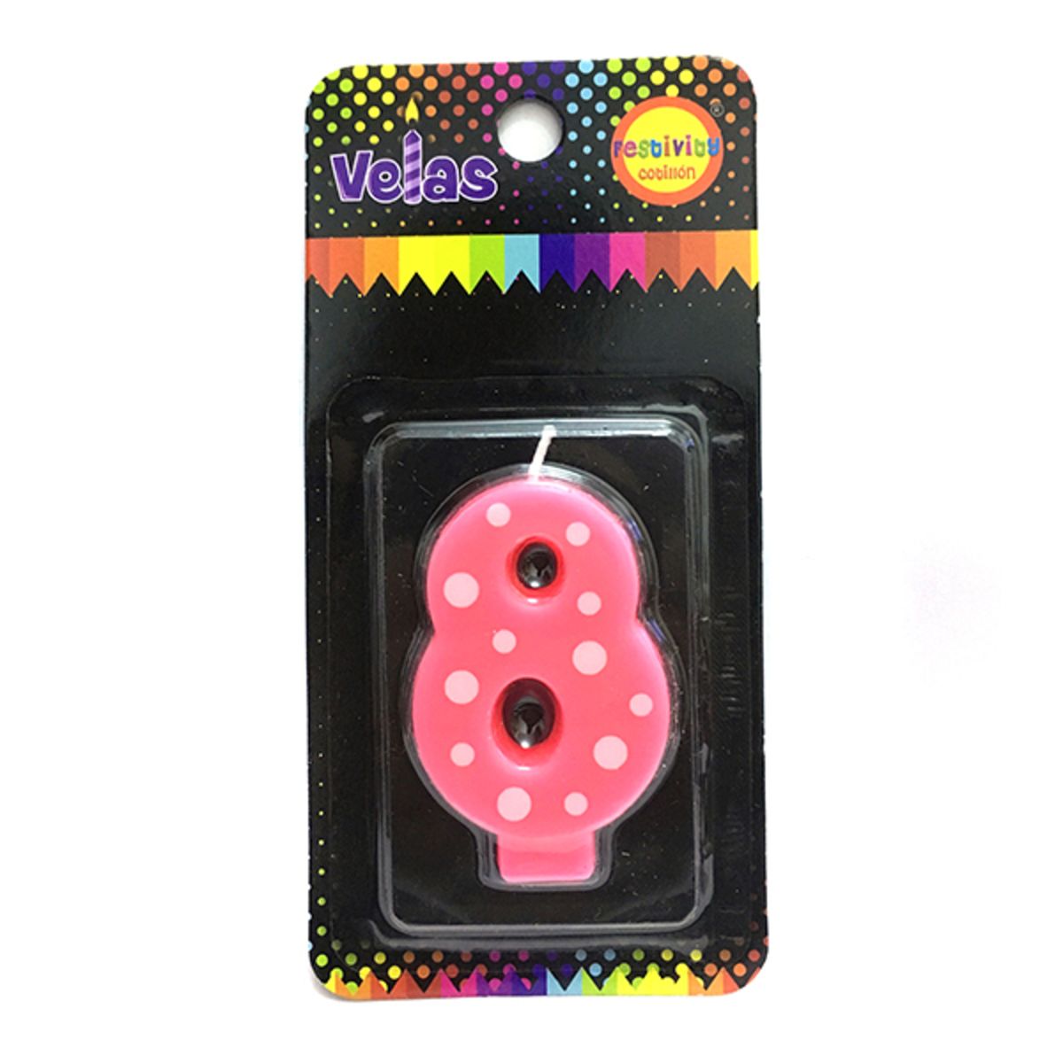 GENERICO - VELA NUMERAL ROSA POLKA N? 8 X1 UNI