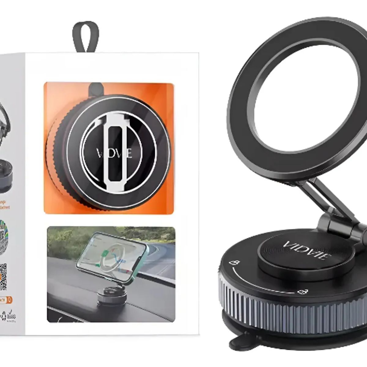 GENERICO - Soporte Plegable Magnético Para Celular 360° Con Ventosa Negro