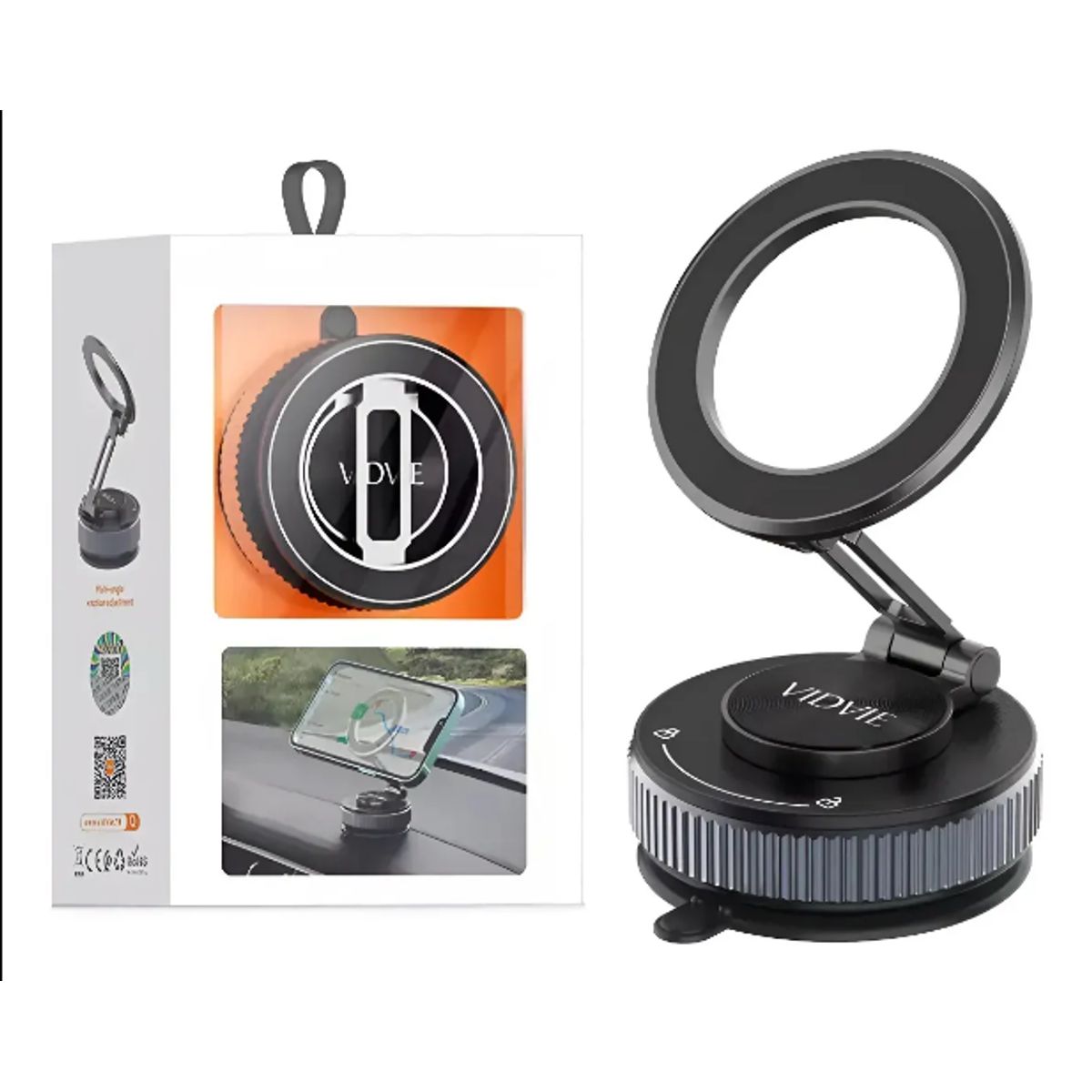 GENERICO - Soporte Plegable Magnético Para Celular 360° Con Ventosa Negro