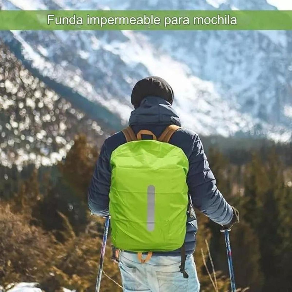 GENERICO - Funda Cubre Mochila Impermeable Reflectante 45-55 Litros - Naranja - L