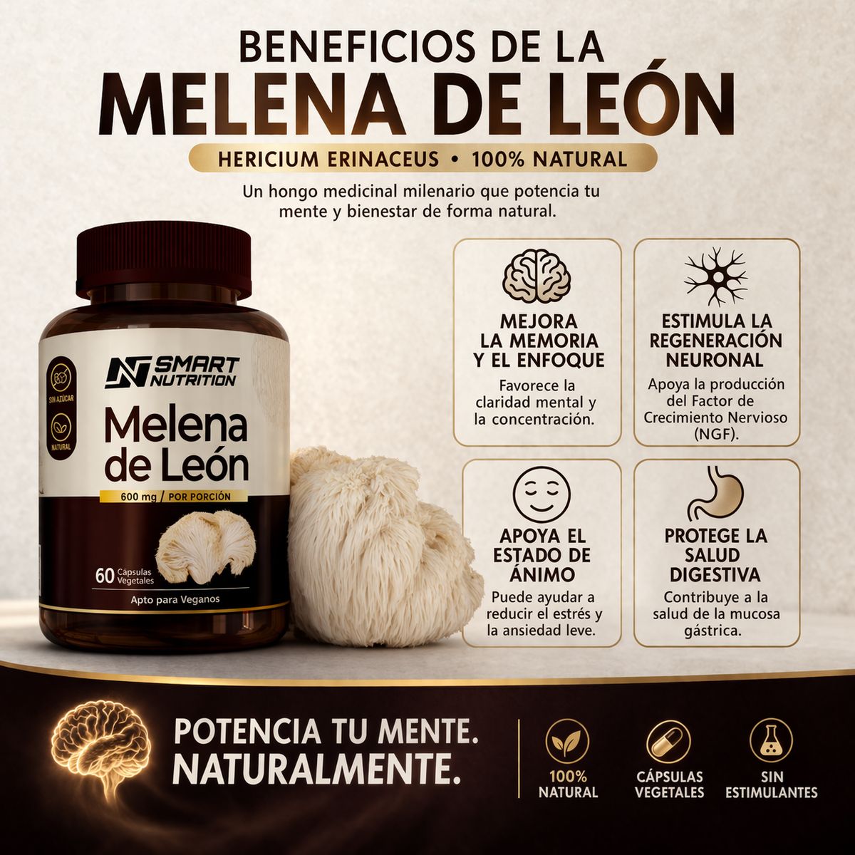 GENERICO - Melena de León 600 mg (Hericium erinaceus)
