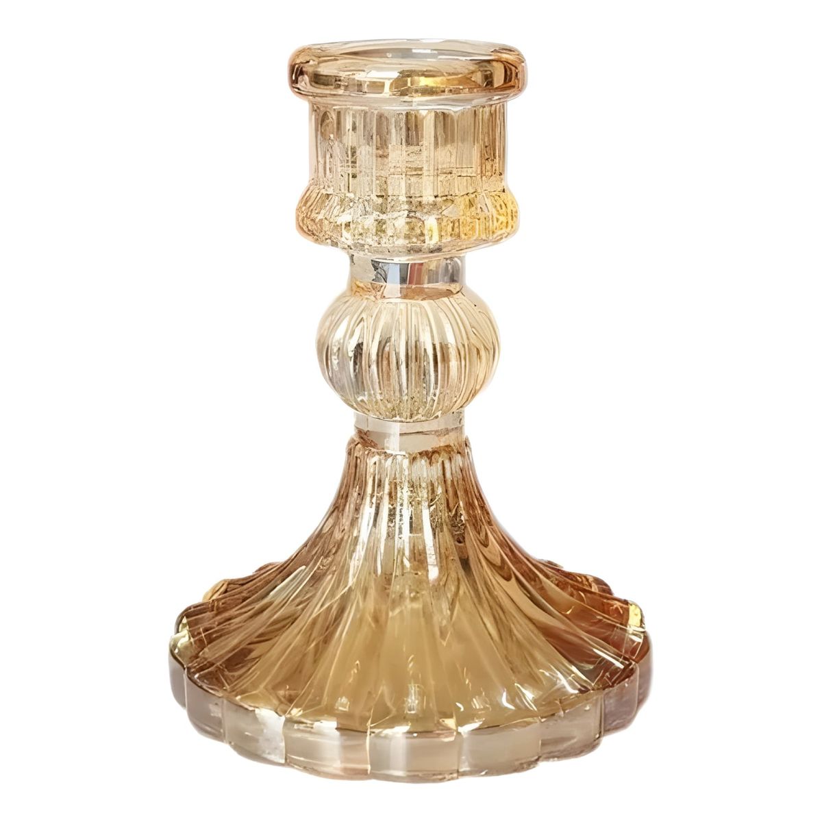 GENERICO - Portavelas vidrio ámbar 10 cm