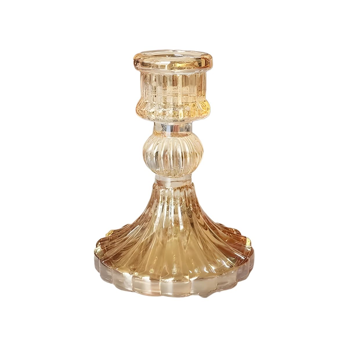 GENERICO - Portavelas vidrio ámbar 10 cm