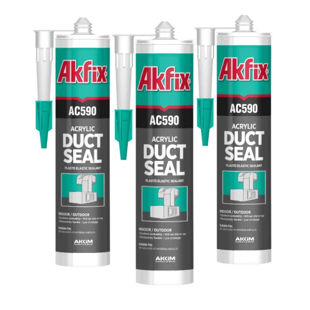 AKFIX - Sellador Acrílico Akfix Ac590 Para Ductos Pack 3 Unidades