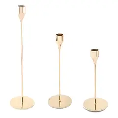 GENERICO - Candelabro 3 piezas centro mesa dorado