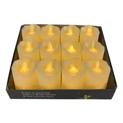 GENERICO - Pack 12 velas LED luz cálida 11 cm beige