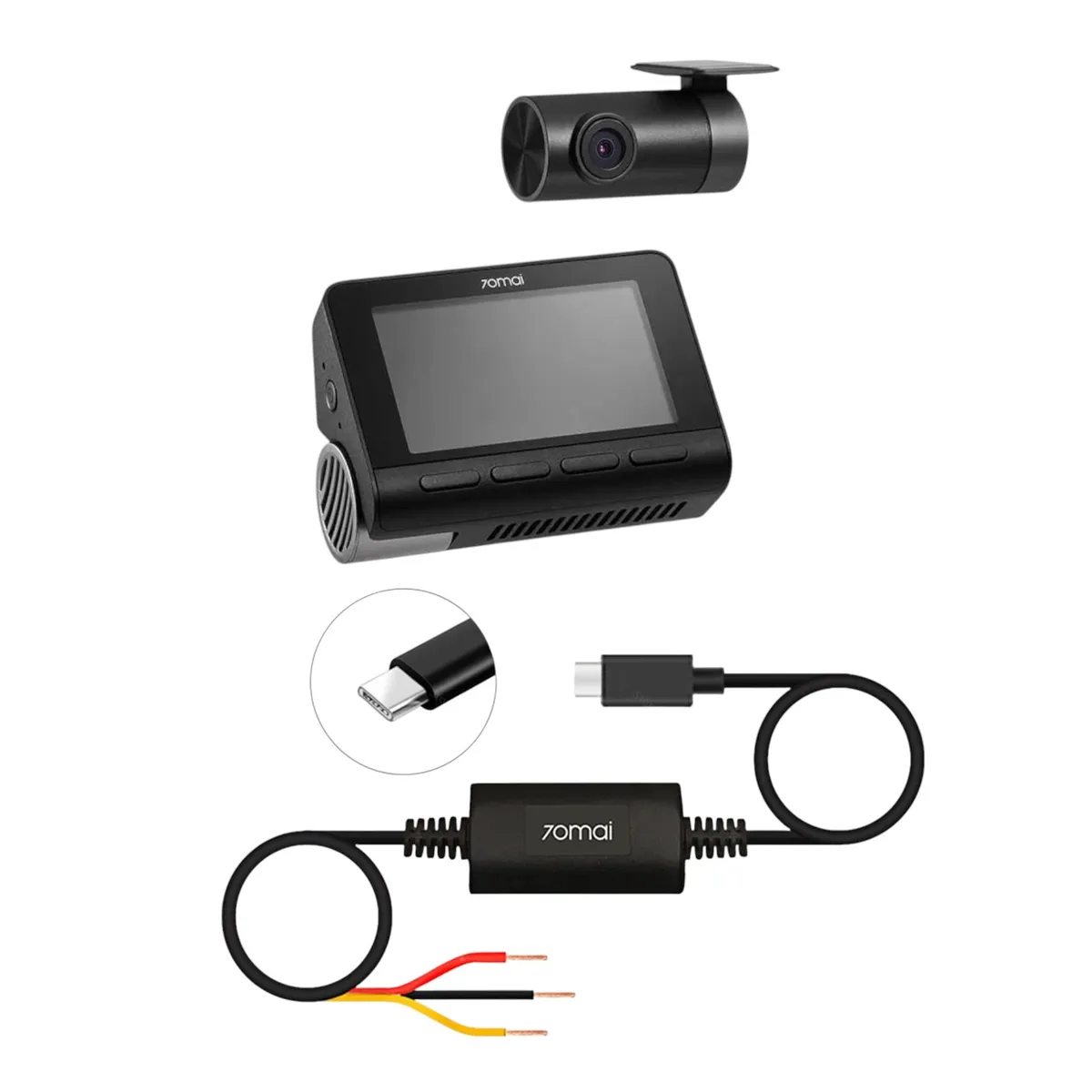 70MAI - Set Dual Cámara Para Vehículo 4K 70mai A800SE Cámara trasera RC22 + Kit de cableado 70mai UP03