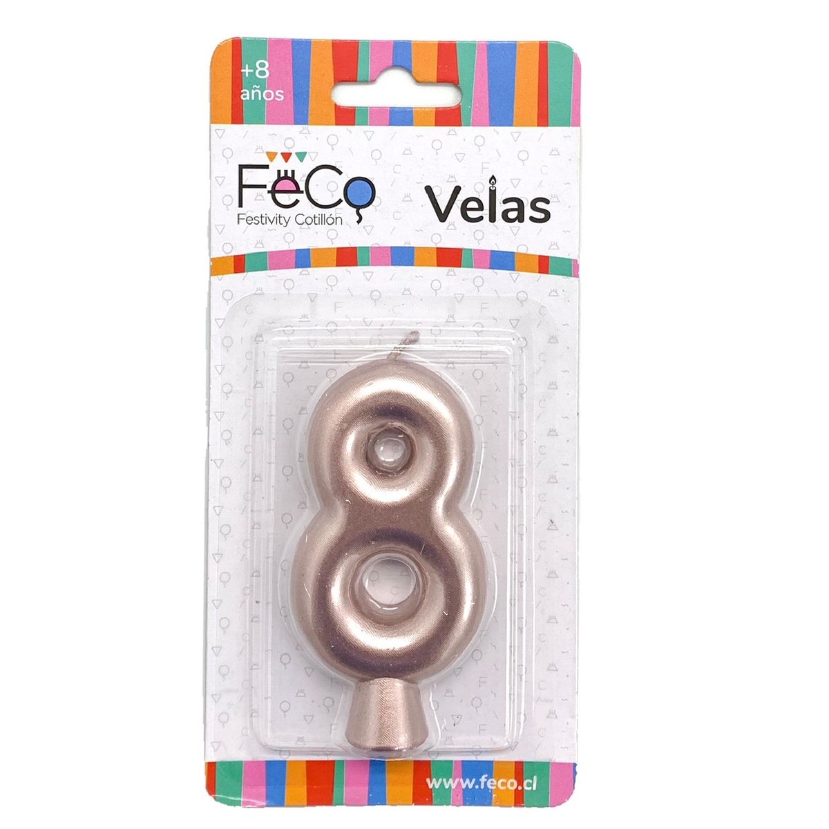 GENERICO - VELA NUMERAL ROSE GOLD 8 X1 UNI