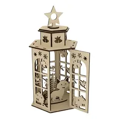 GENERICO - Farol candelabro navideño con diseño de gatitos madera