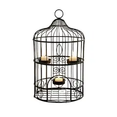 GENERICO - Portavelas colgante de muro metal negro