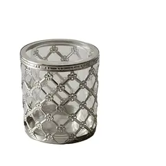 GENERICO - Farol portavela decorativo vidrio y metal gris