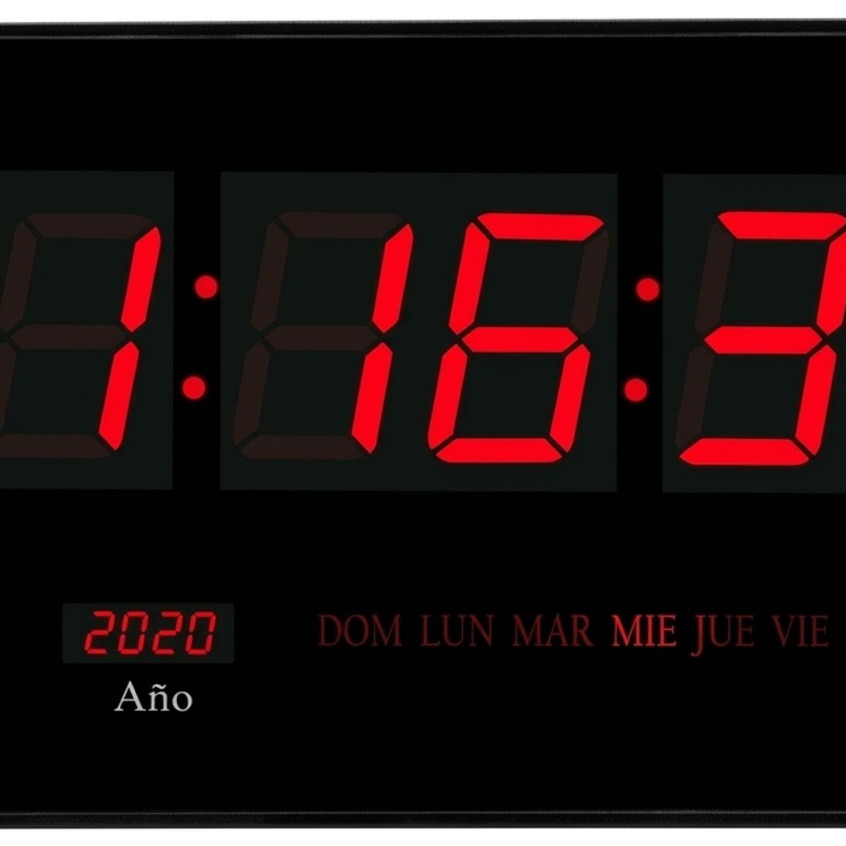 GENERICO - Reloj Digital pared Luz Led Hora Fecha Temperatura Estructura Negro