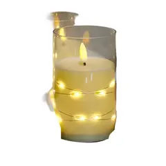 GENERICO - Pack 3 velas led luz cálida transparente 15 cm