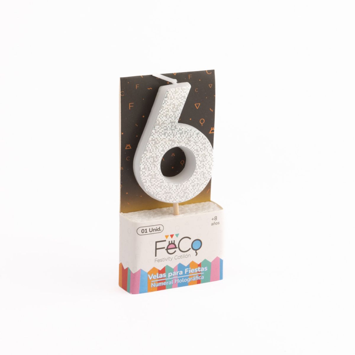 GENERICO - VELA NUMERAL HOLO SILVER 6