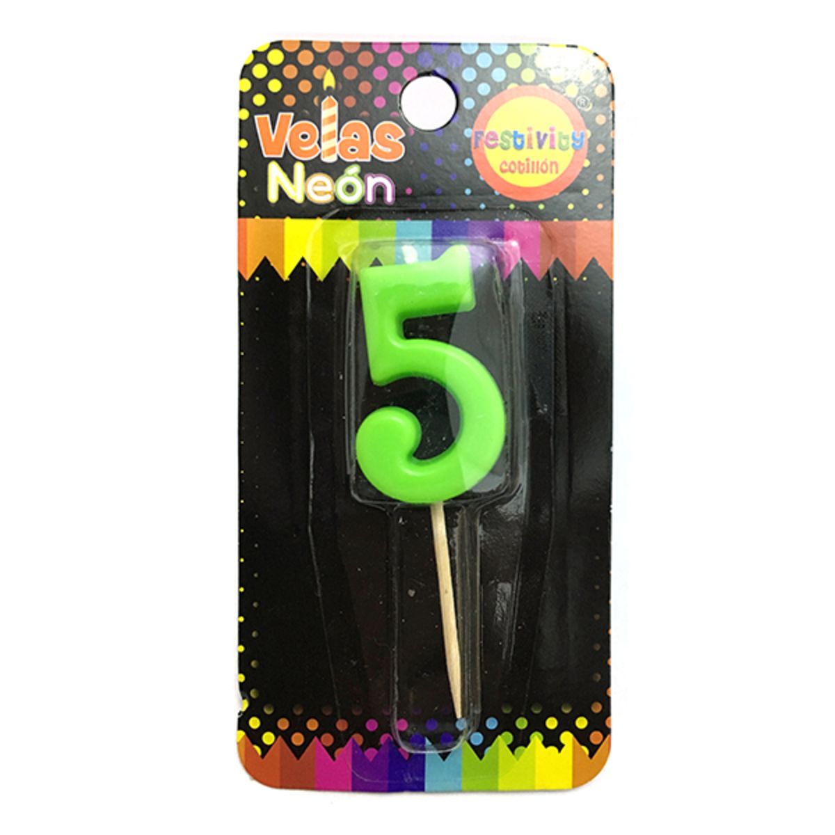 GENERICO - VELA NUMERAL STICK NEON N? 5 X1 UNI