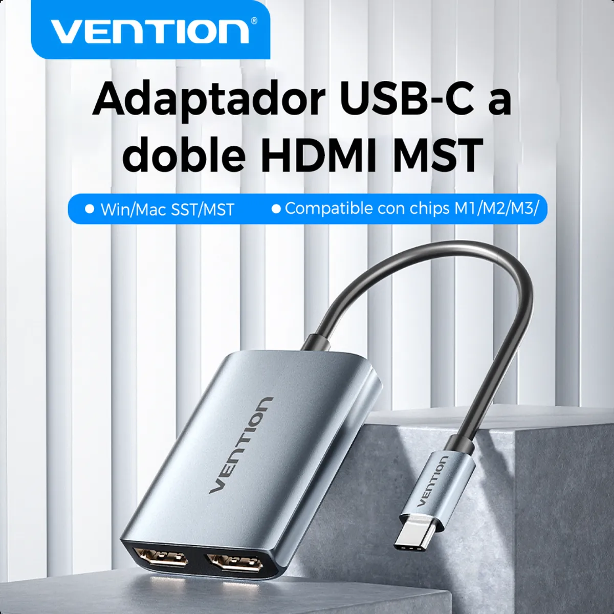 VENTION - Adaptador Usb-c Dual Hdmi Mst 4k 60hz Expande Doble Monitor Gris