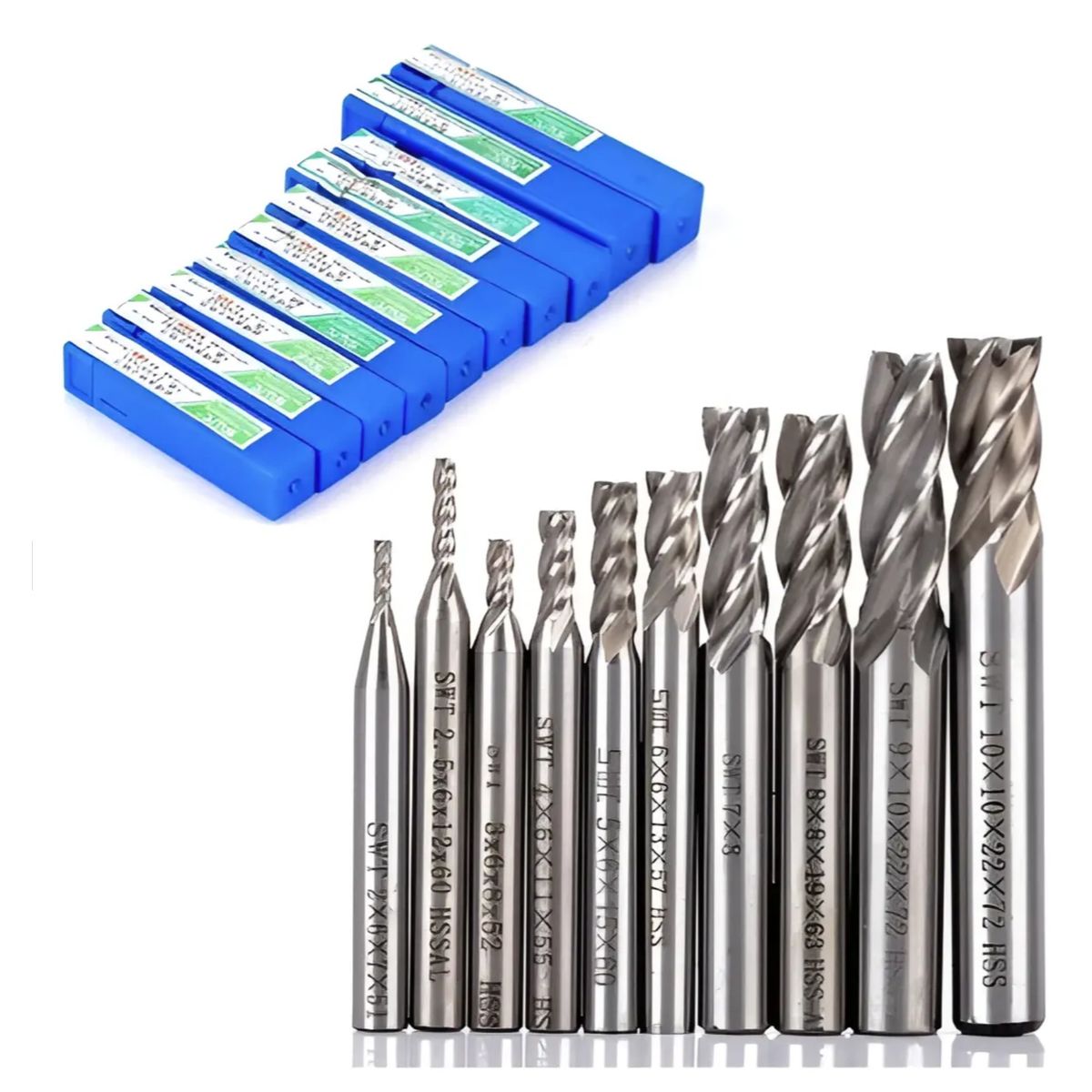 GENERICO - 10 Broca Fresa Flauta Cnc Hss Cortador Perforacion Molino