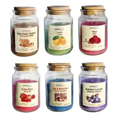 GENERICO - Pack 6 velas aromáticas frasco vidrio surtidas
