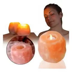 GENERICO - Porta vela lámpara sal rosada himalaya rosa claro