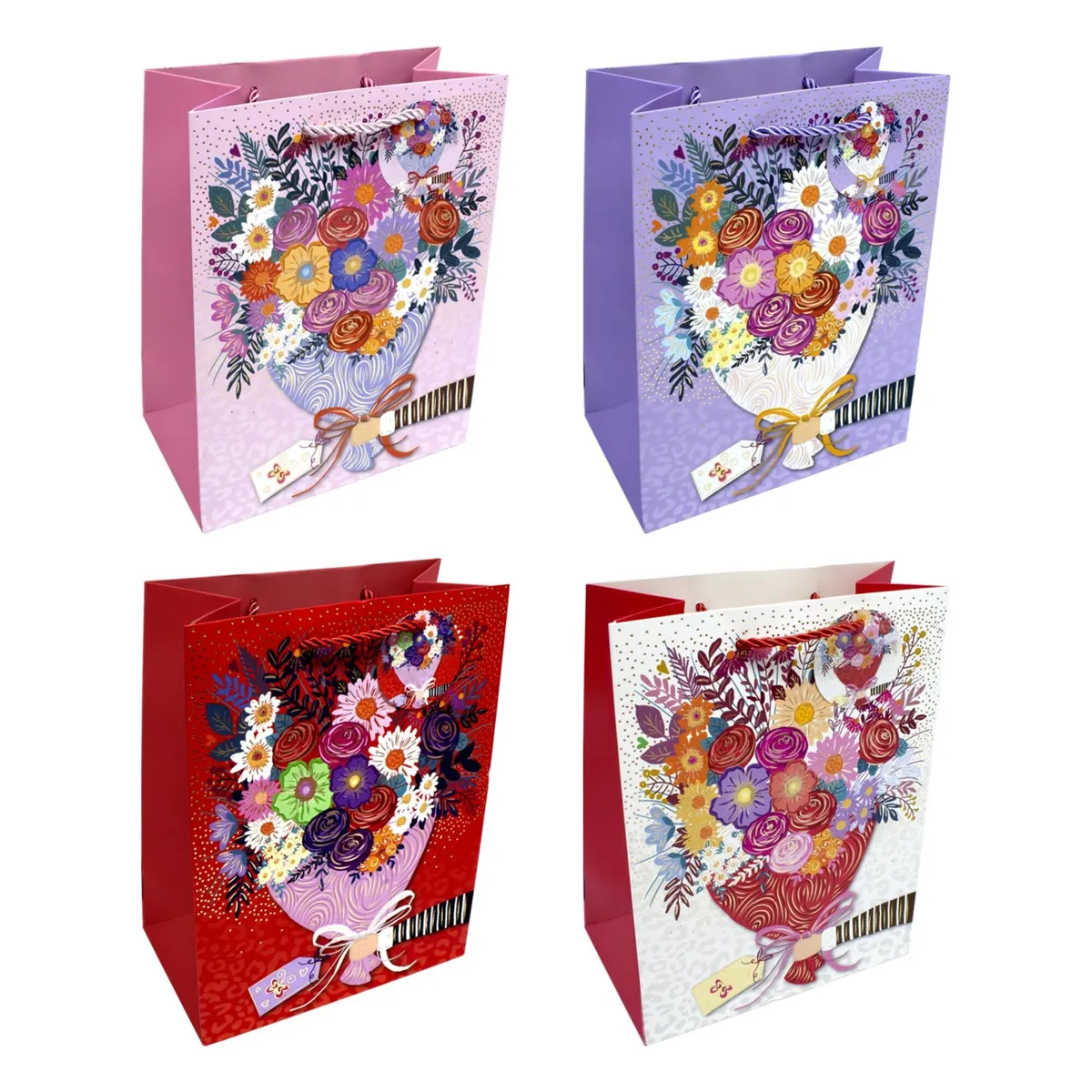 GENERICO - BOLSA DE REGALO BOUQUET FLOREADO 18X23 X12UNI