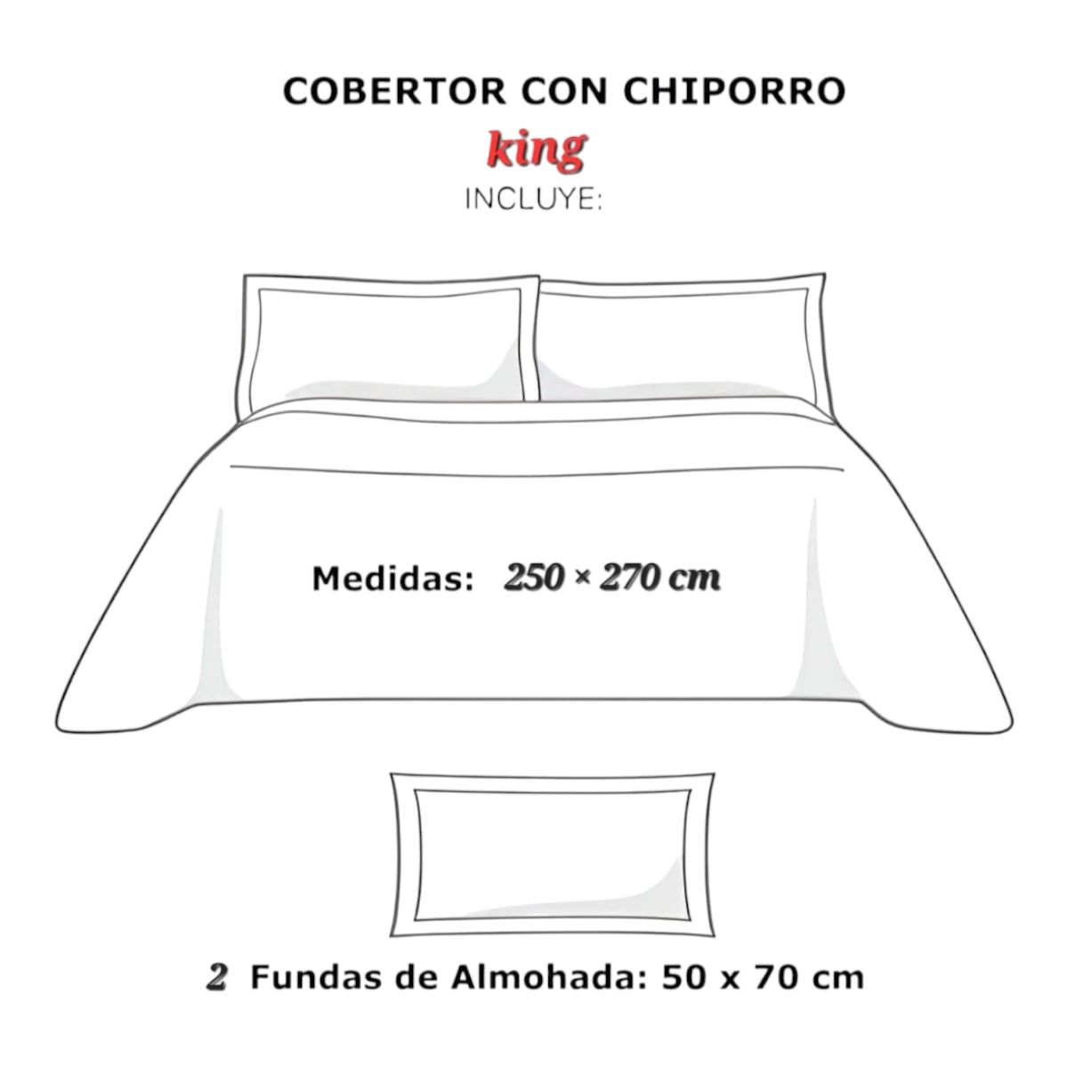GENERICO - Cubrecama Plush Con Chiporro  De Invierno King Unicolor Liso.
