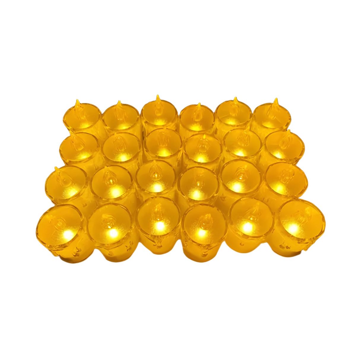 GENERICO - Pack 24 velas LED luz cálida transparente