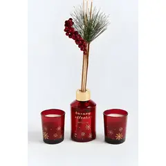 GENERICO - Set velas y aromatizador navideño rojo