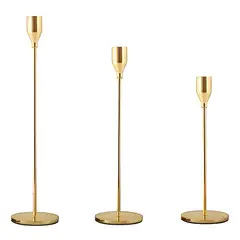 GENERICO - Set 3 portavelas dorados centro de mesa