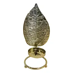 GENERICO - Porta vela diseño hoja dorado