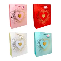 GENERICO - BOLSA DE REGALO CORAZON METALLIC 26X32 X12UNI